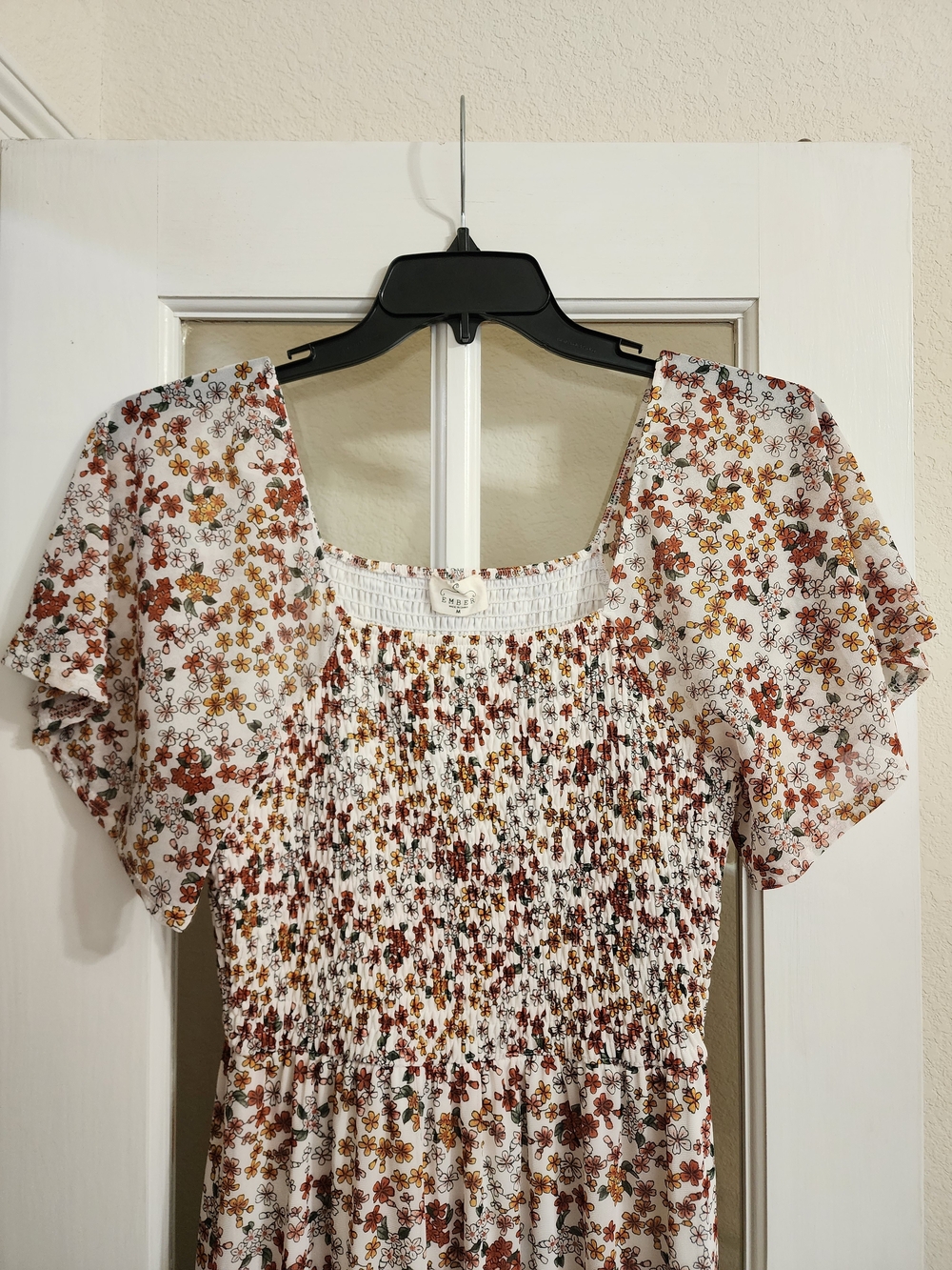 Ember Floral Smocked Maxi Dress Cottagecore Boho Flutter Sleeve Medium - Picture 5 of 13